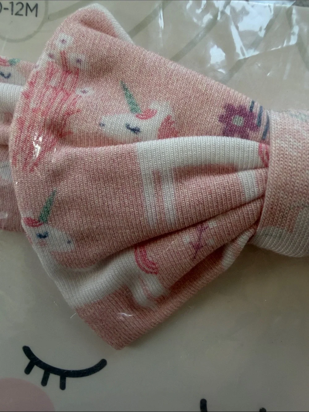 Pink Bamboo Bow Headband with Unicorn Print - Stephen Joseph